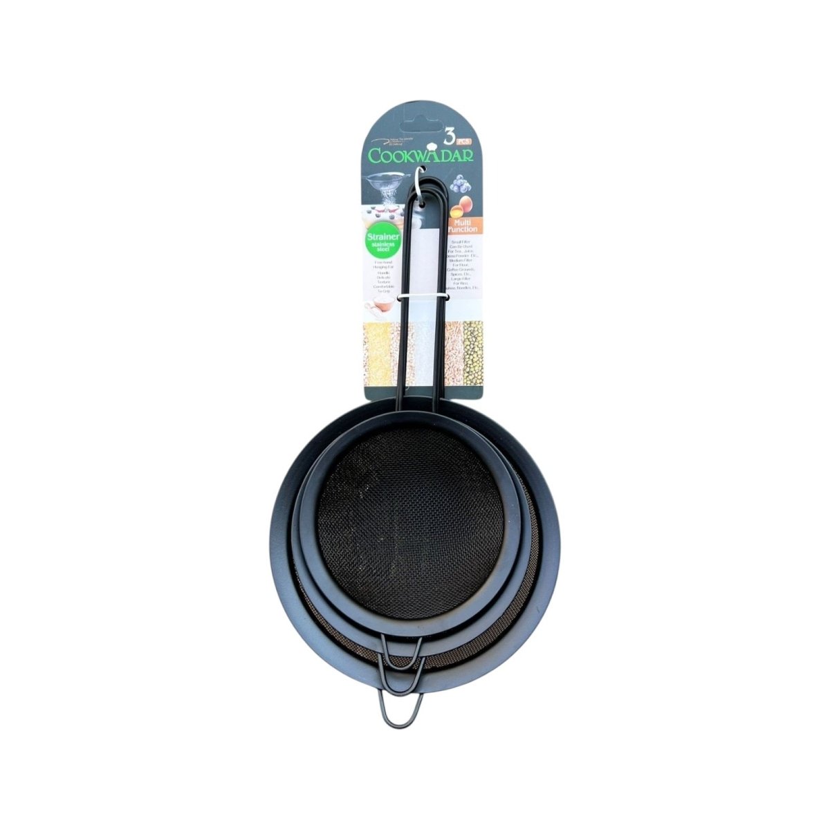 3PC Black Stainless Steel Strainer - Home Phase