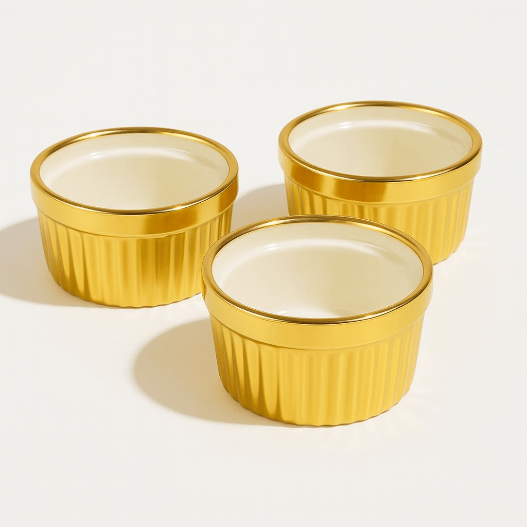 3PC Cereamic Gold Ramekin Set - 10cm - Home Phase