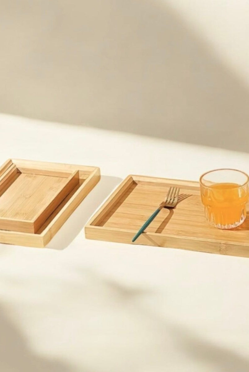 3PC MDF Wooden Narrow Serving Tray Set - Lightwood - Home Phase