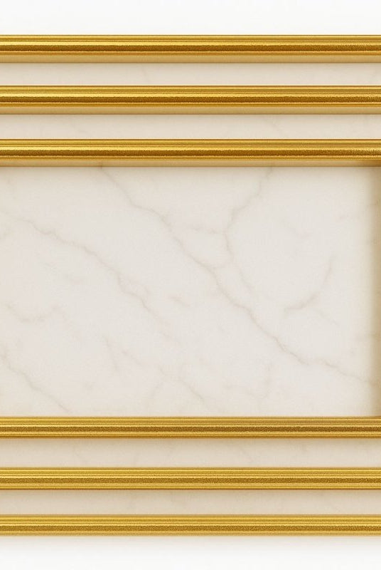 3PC Plastic Serving Tray Set - Gold Rim & Marble - Home Phase