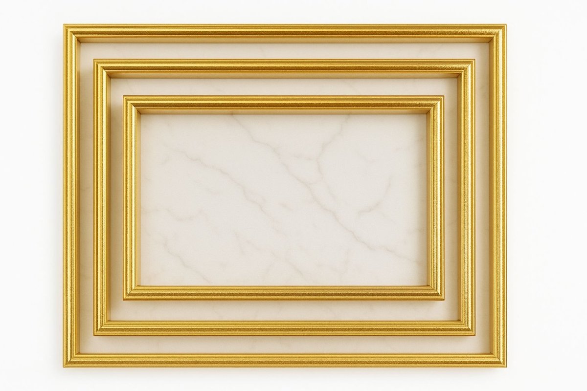 3PC Plastic Serving Tray Set - Gold Rim & Marble - Home Phase