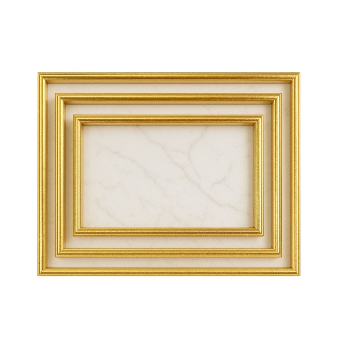 3PC Plastic Serving Tray Set - Gold Rim & Marble - Home Phase