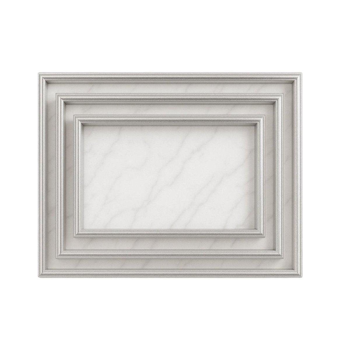 3PC Plastic Serving Tray Set - Silver Rim & Marble - Home Phase