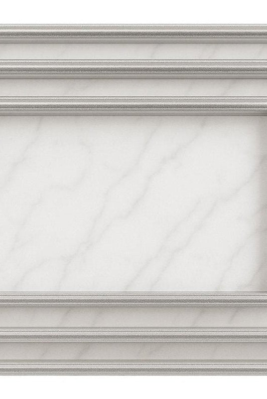 3PC Plastic Serving Tray Set - Silver Rim & Marble - Home Phase