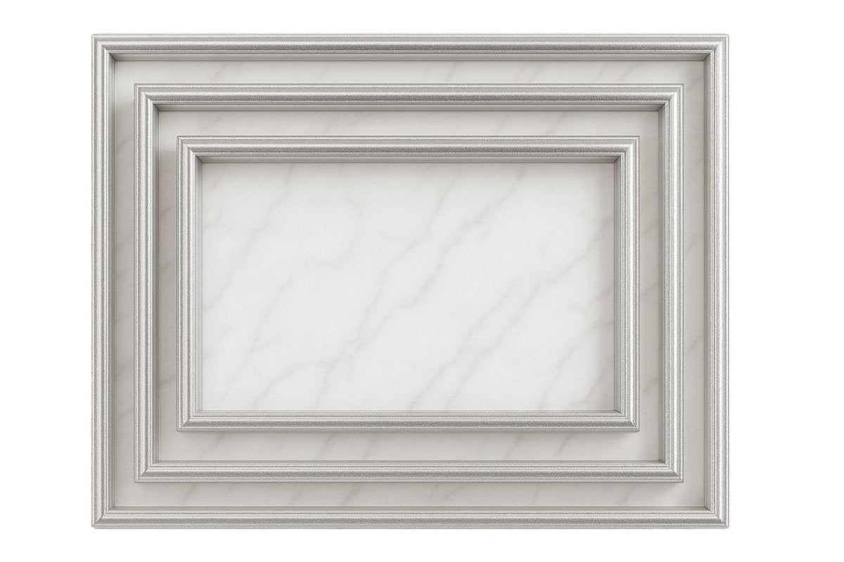 3PC Plastic Serving Tray Set - Silver Rim & Marble - Home Phase