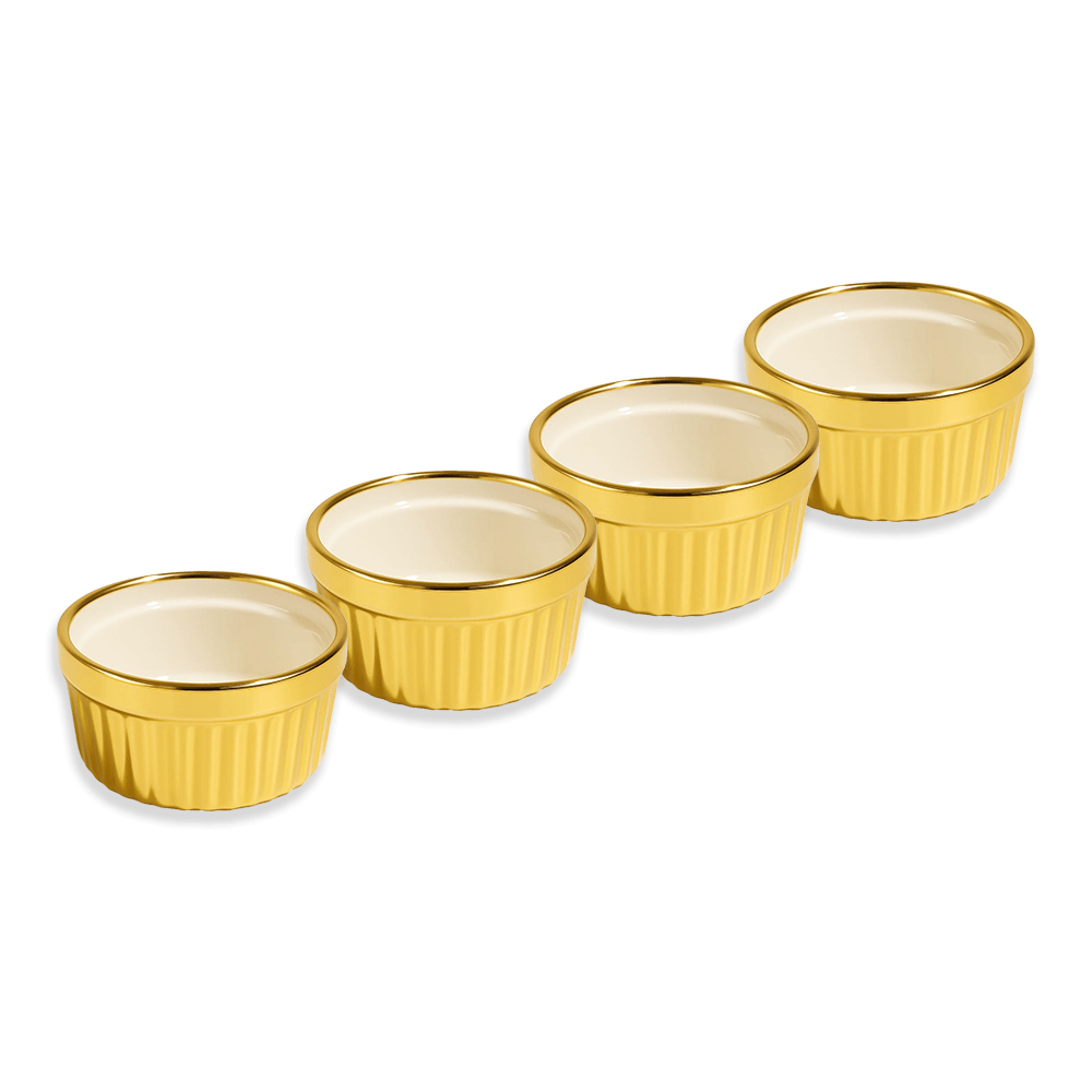 4PC Cereamic Gold Ramekin Set - 9cm - Home Phase