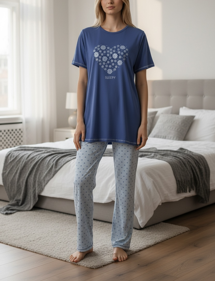 Blue Hearts Snug Fit Pajamas