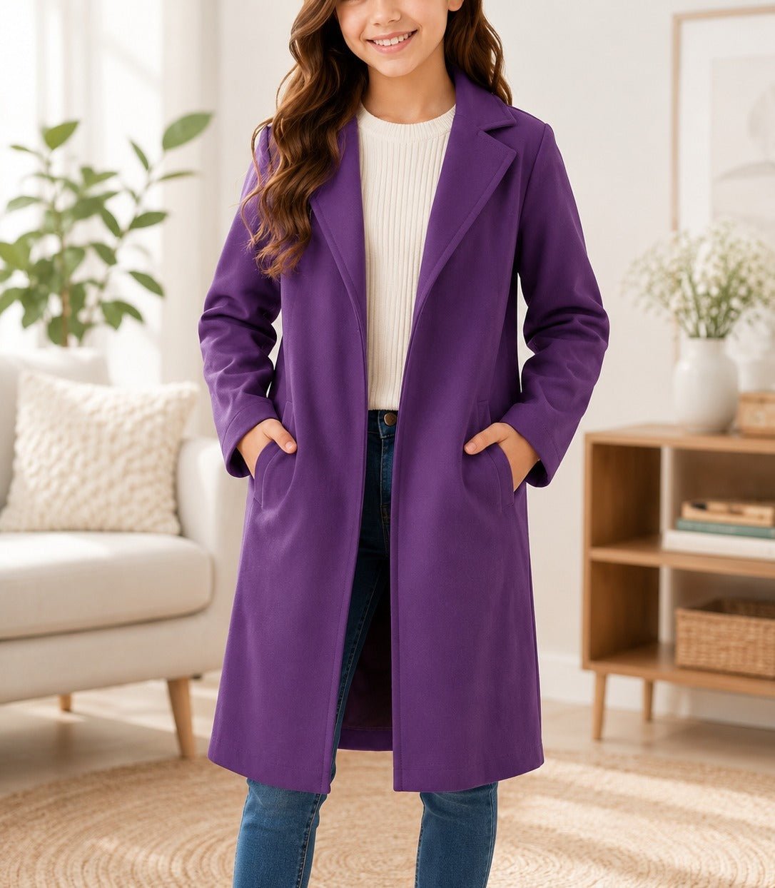 Girls Purple Blazer Melton Coat - StylePhase SA