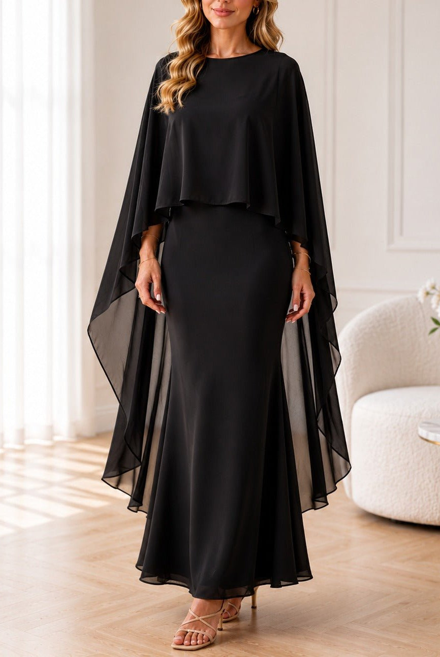 Ladies Black Cape Sleeve Two Piece Set - New Feeling - StylePhase SA
