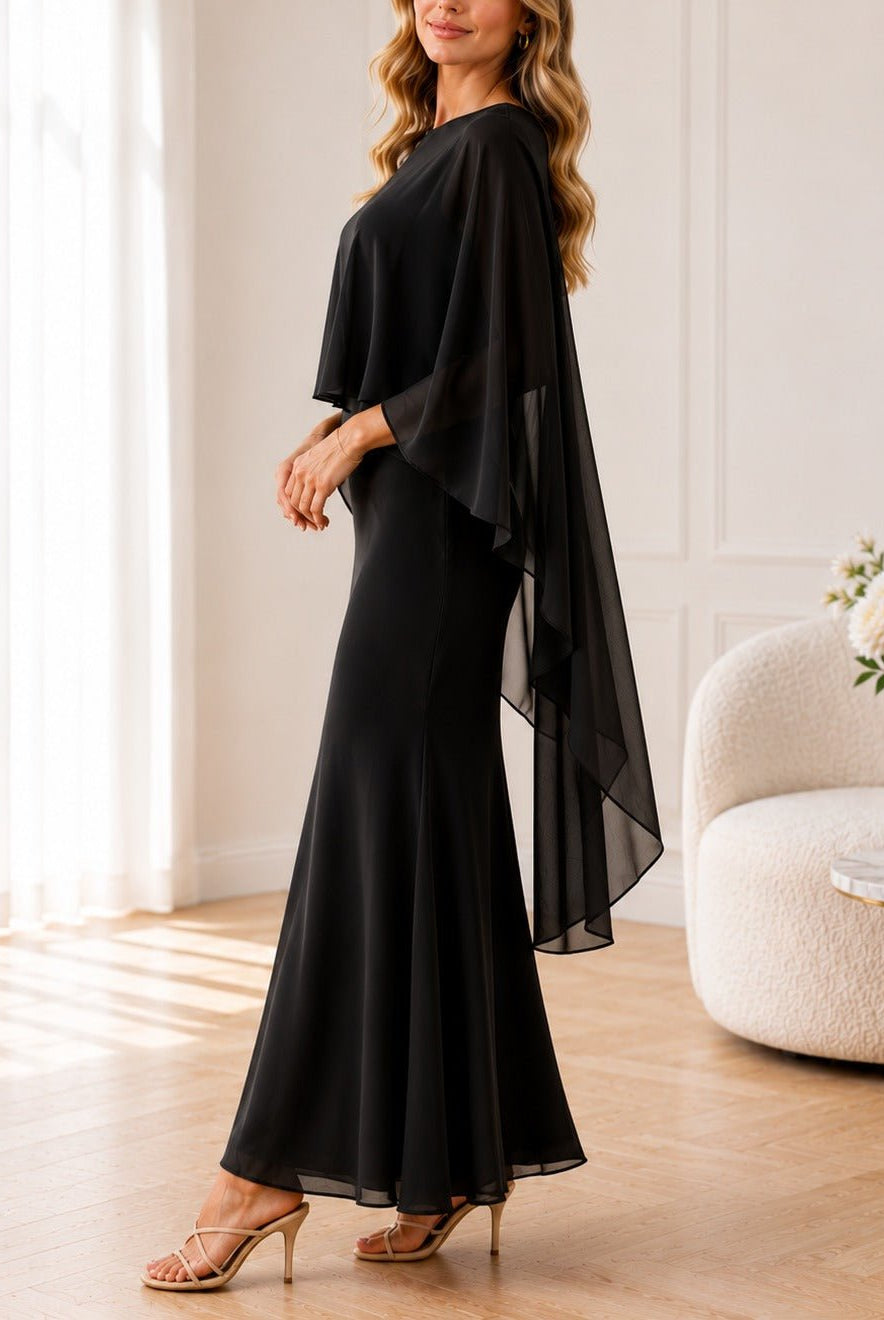 Ladies Black Cape Sleeve Two Piece Set - New Feeling - StylePhase SA