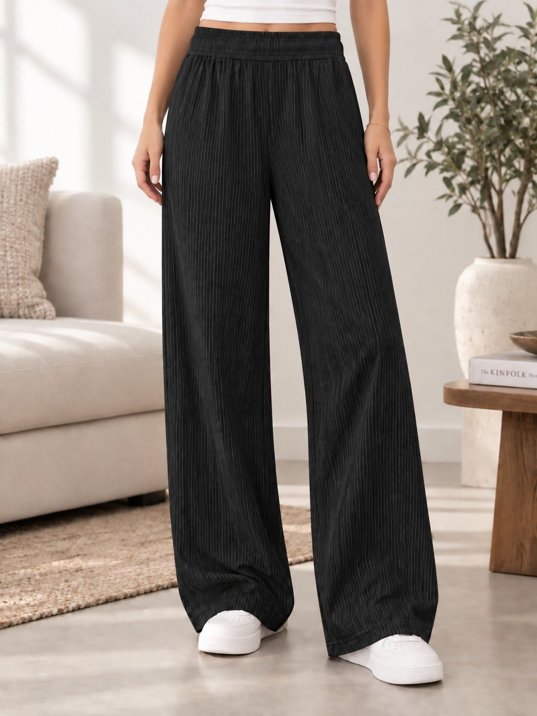 Ladies Black Elastic Waist Pants - StylePhase SA