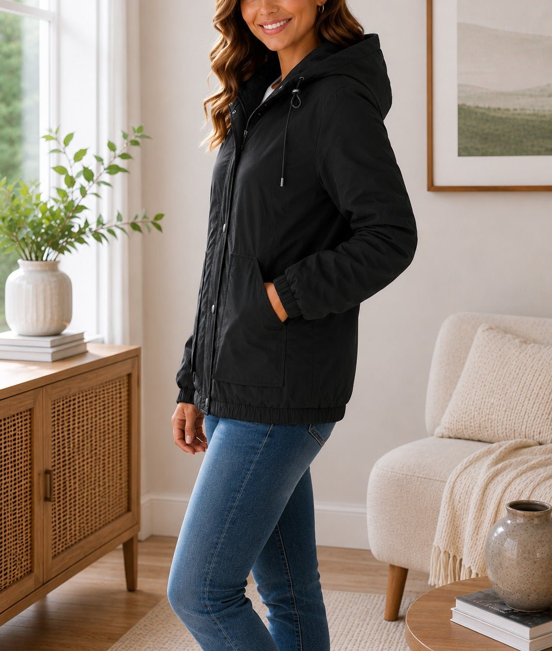 Ladies Black Hoody jacket - StylePhase SA