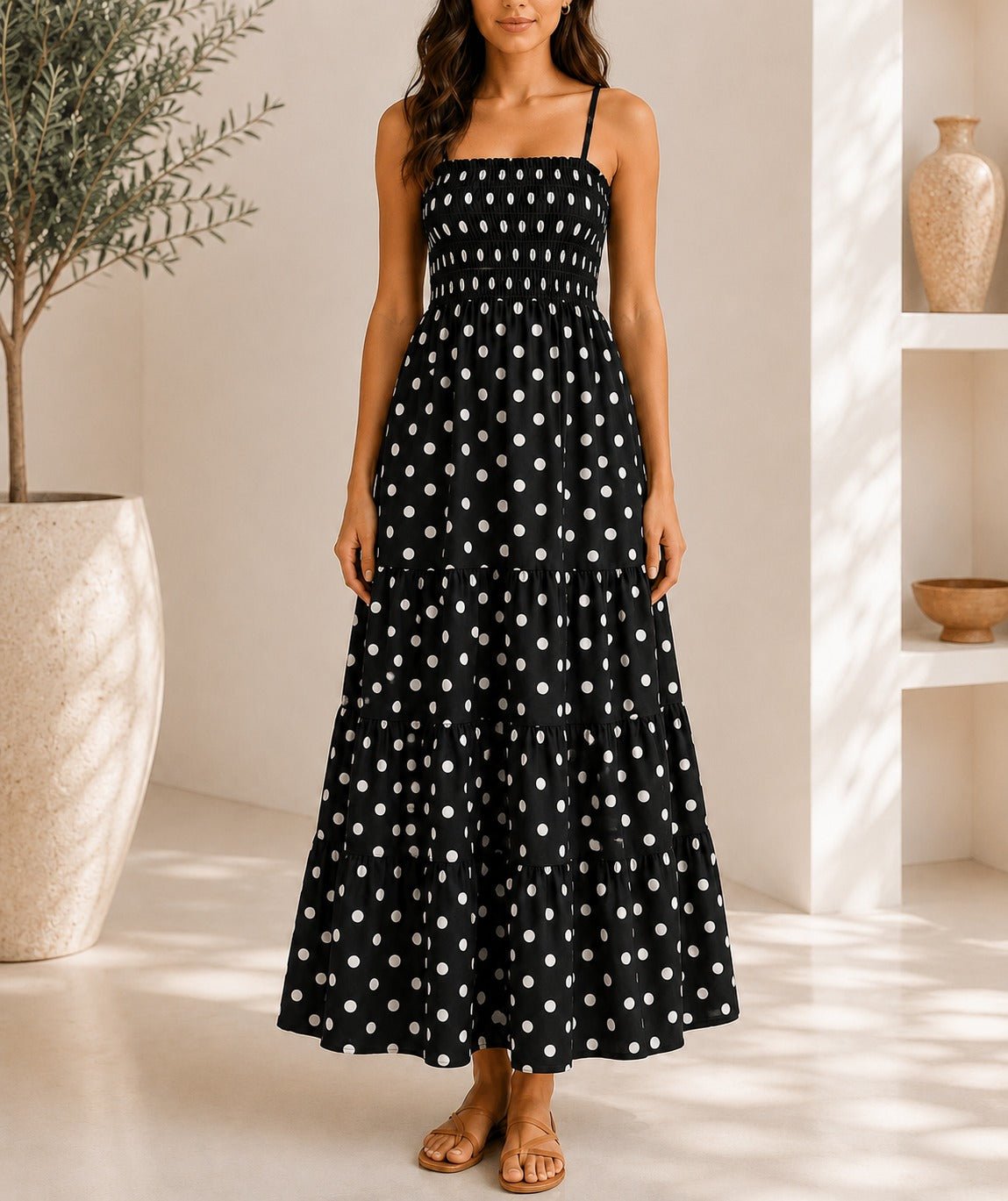 Ladies Black Polka Dot Pocket Dress - StylePhase SA