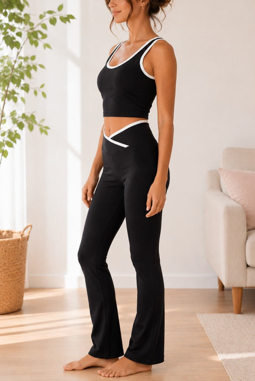 Ladies Black Straight Leg Two-Piece Activewear Set - StylePhase SA