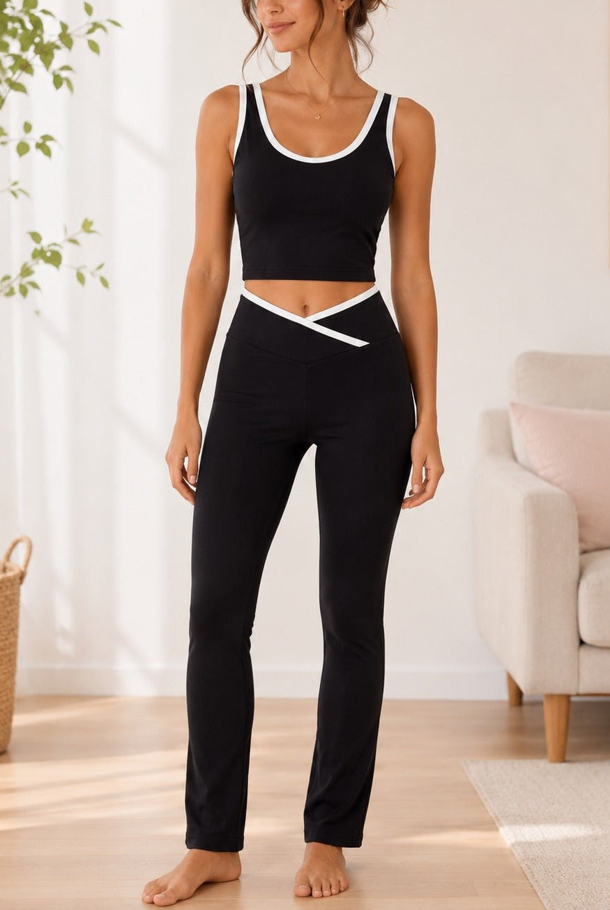 Ladies Black Straight Leg Two-Piece Activewear Set - StylePhase SA