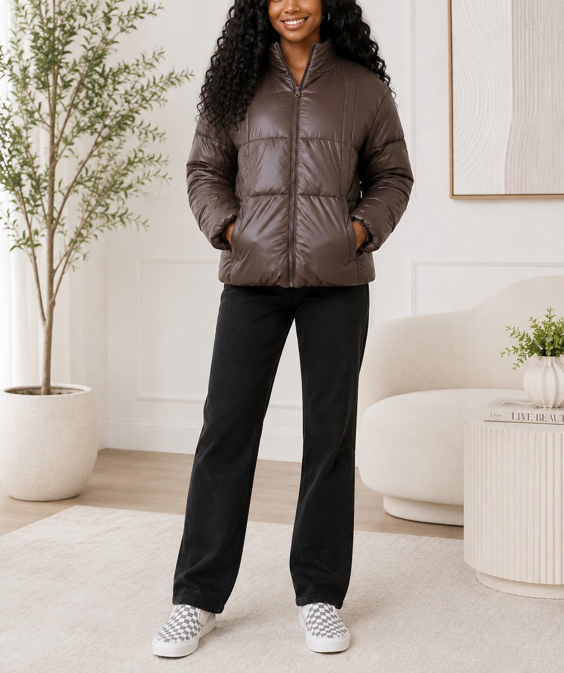 Ladies Brown Puffer Jacket - StylePhase SA