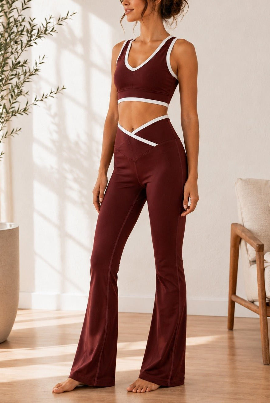 Ladies Brown Wide Leg Two-Piece Activewear Set - StylePhase SA