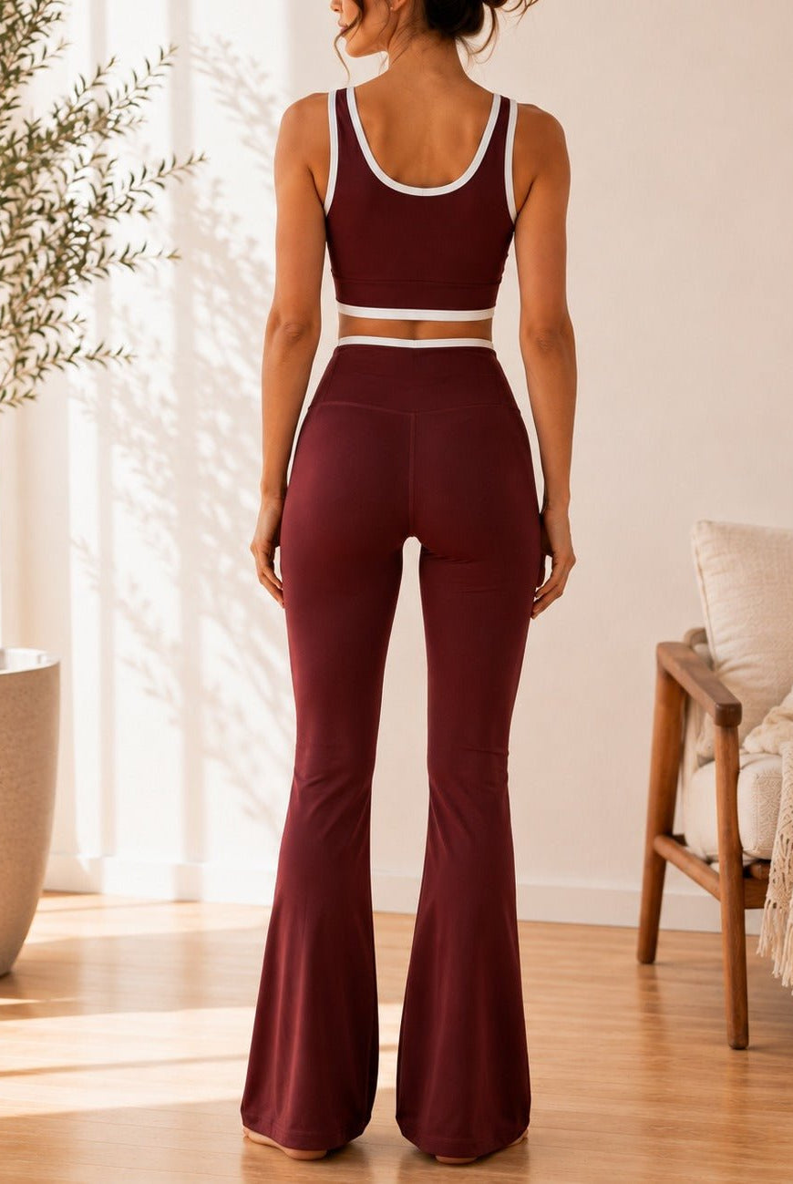 Ladies Brown Wide Leg Two-Piece Activewear Set - StylePhase SA
