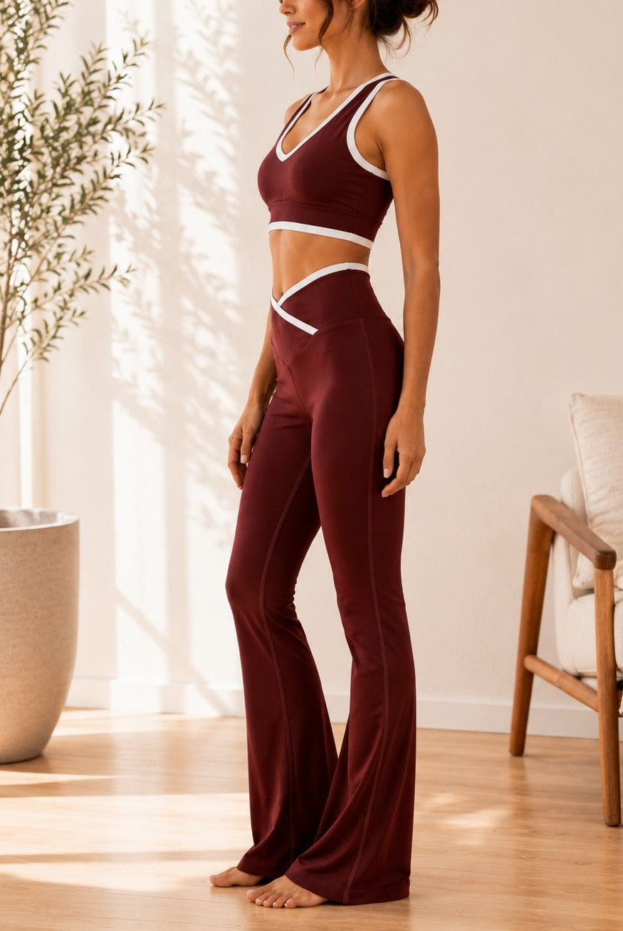 Ladies Brown Wide Leg Two-Piece Activewear Set - StylePhase SA