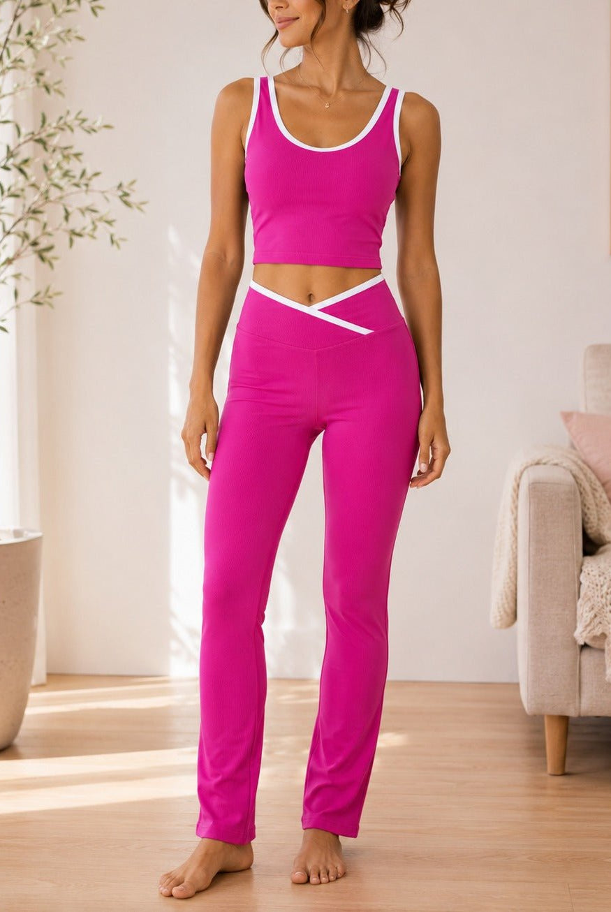 Ladies Cerise Straight Leg Two-Piece Activewear Set - StylePhase SA