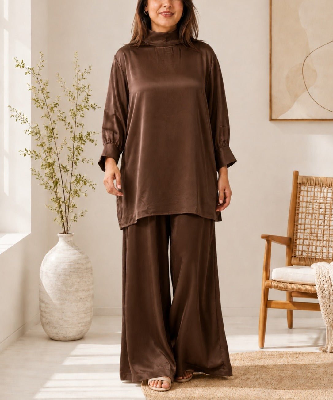 Ladies Coffee Brown New Feeling Two-Piece Set - StylePhase SA