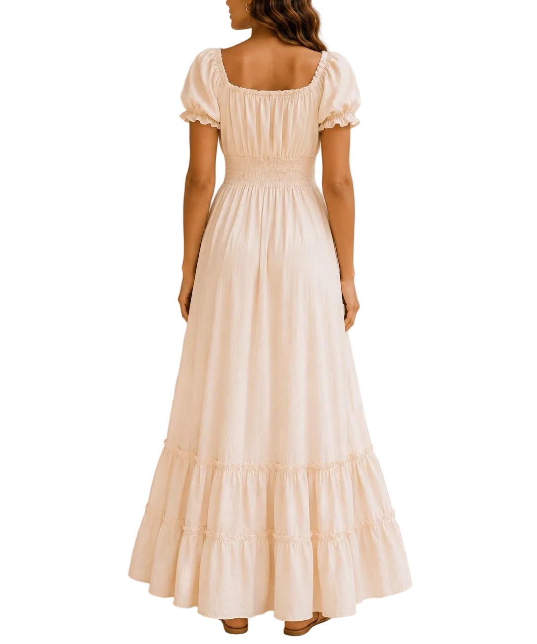 Ladies Cream Tie Front Tier Dress - StylePhase SA