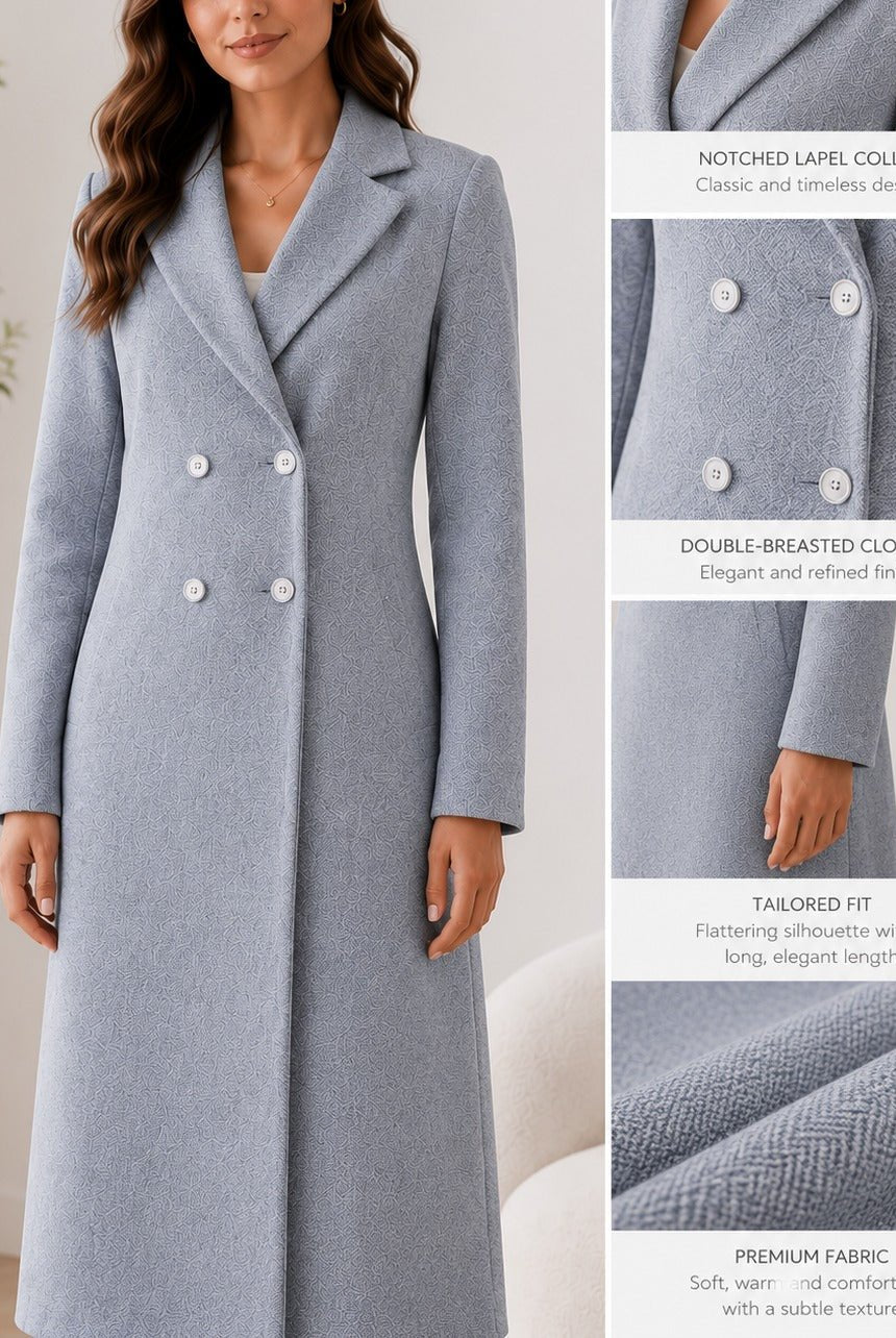 Ladies Grey Double Breast Melton Coat - StylePhase SA