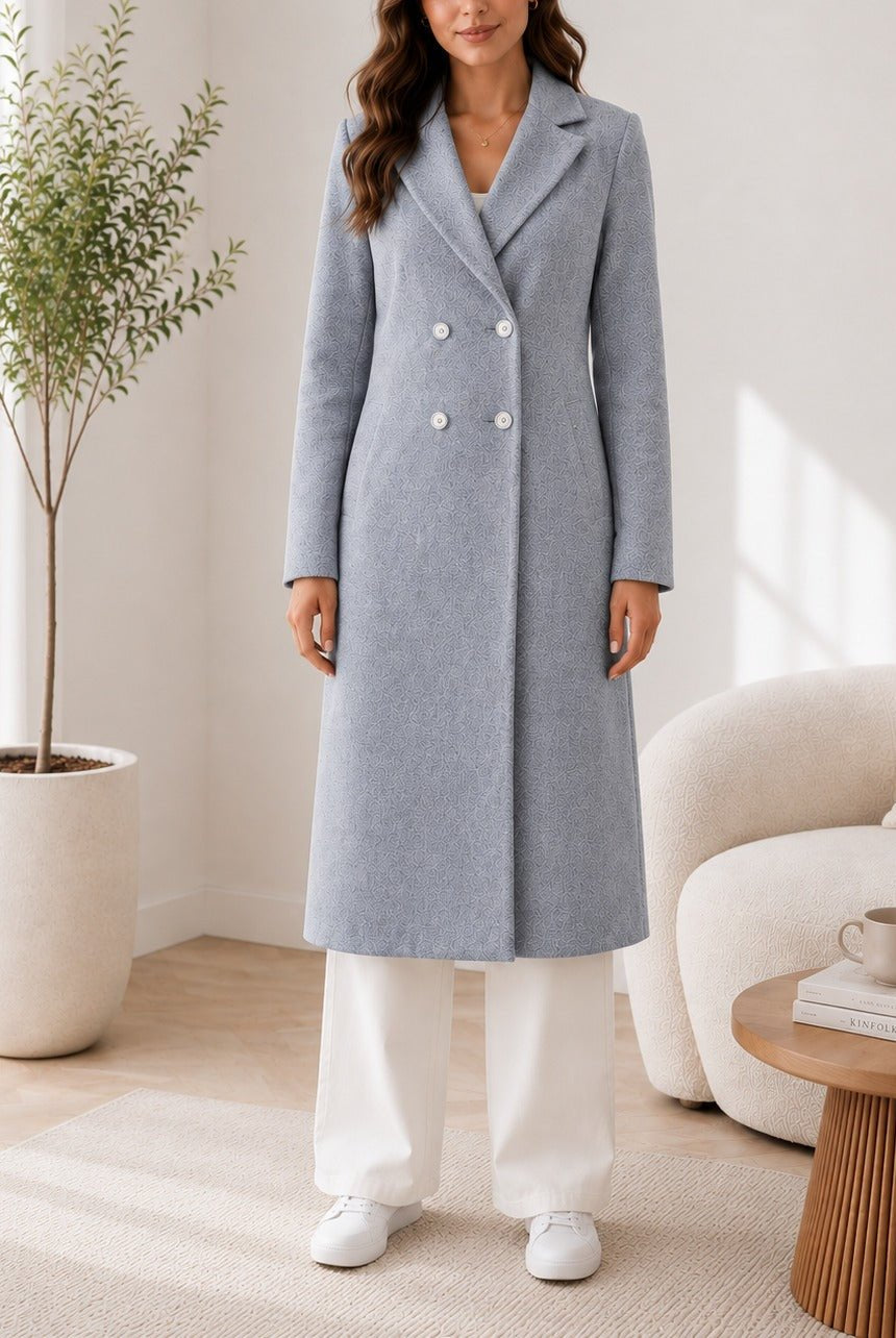 Ladies Grey Double Breast Melton Coat - StylePhase SA