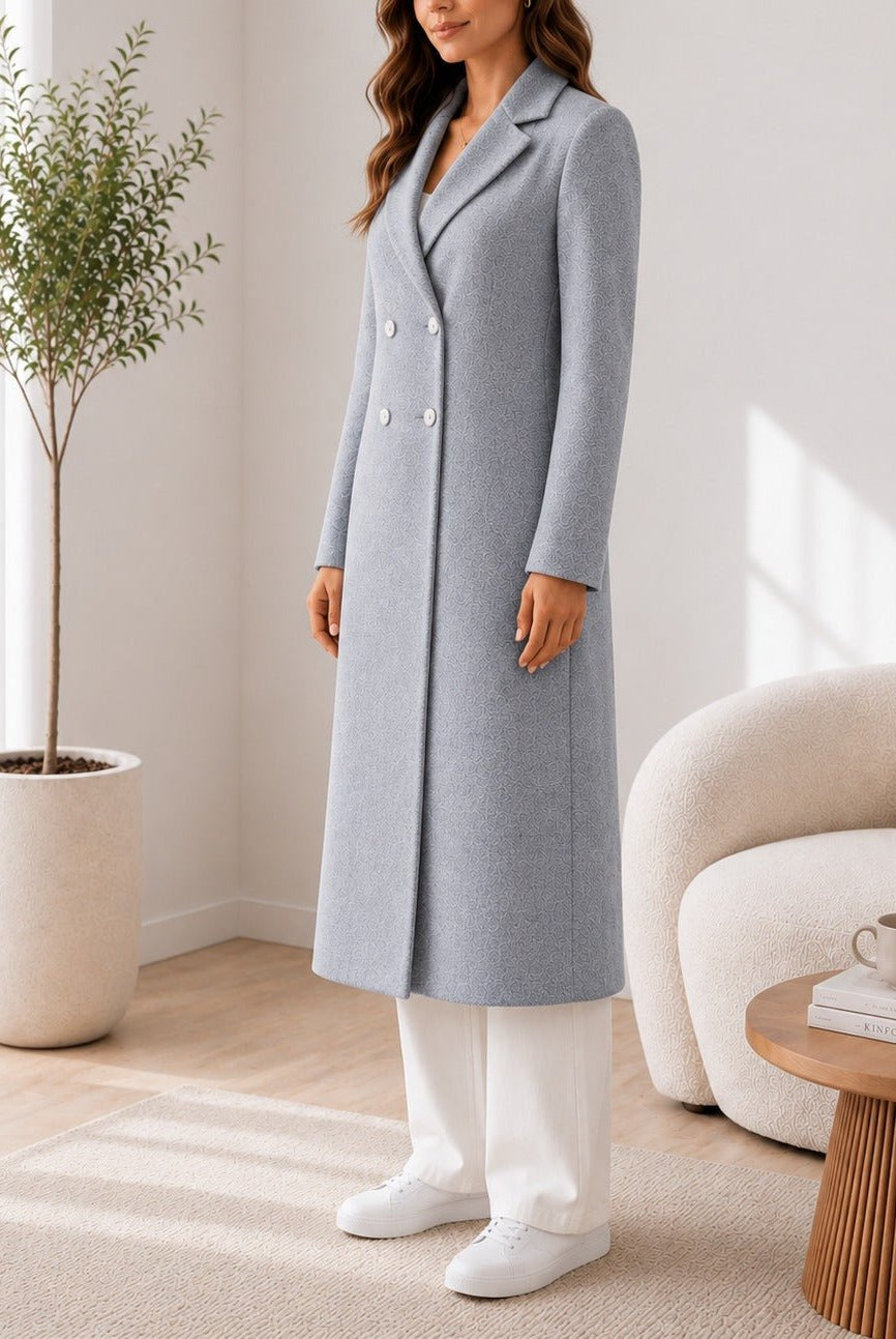 Ladies Grey Double Breast Melton Coat - StylePhase SA
