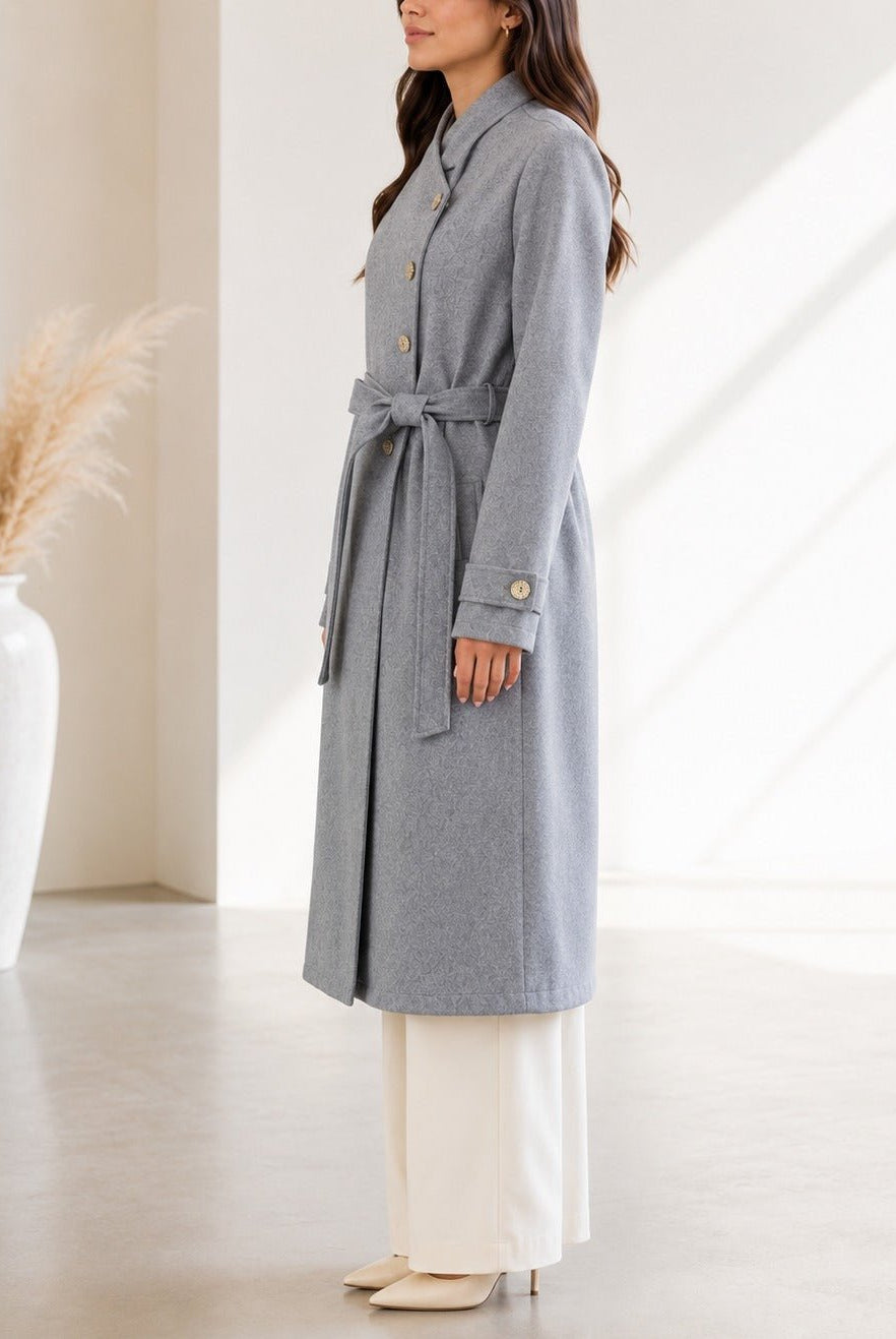 Ladies Grey Side Collar Melton Coat - StylePhase SA