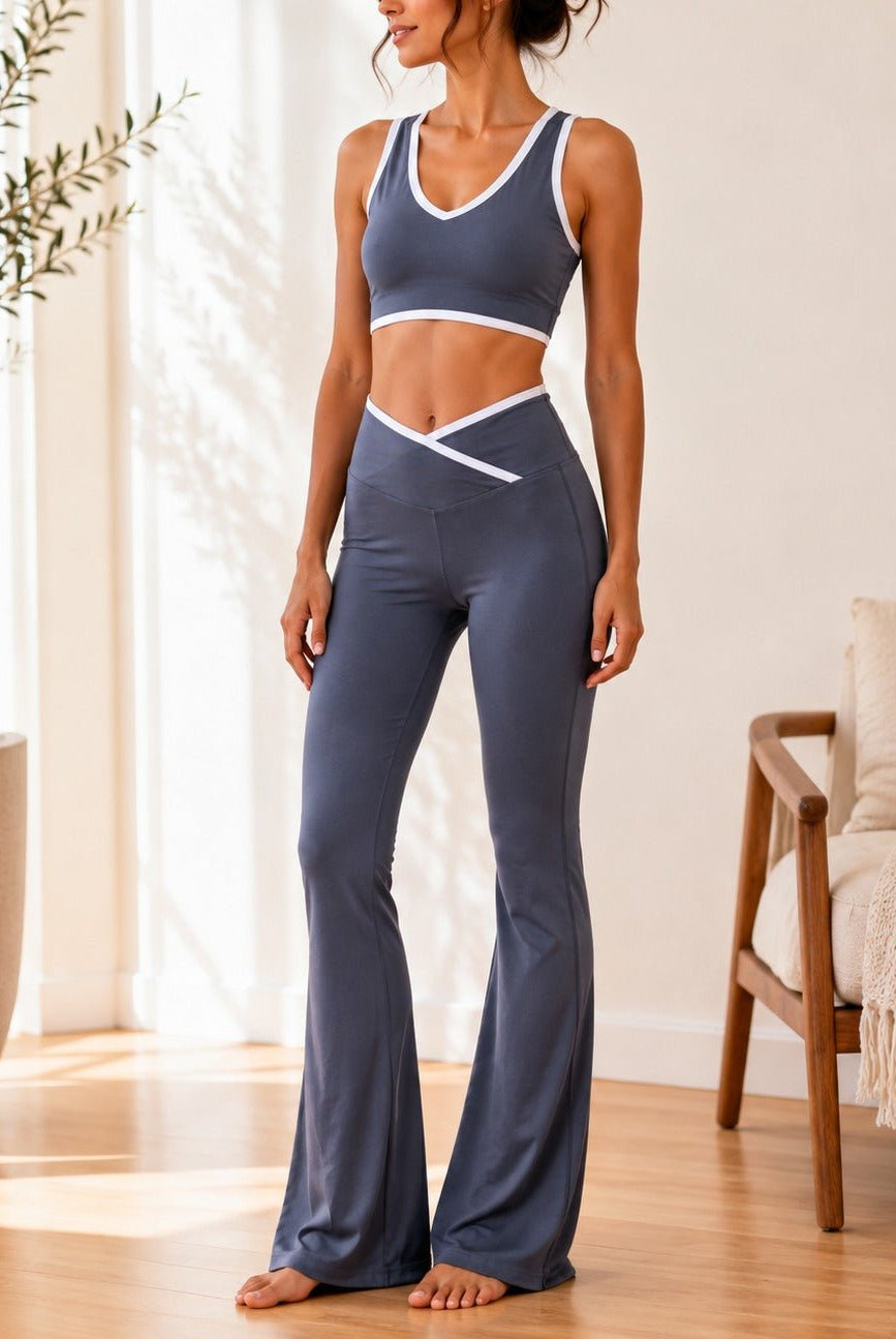 Ladies Grey Wide Leg Two-Piece Activewear Set - StylePhase SA