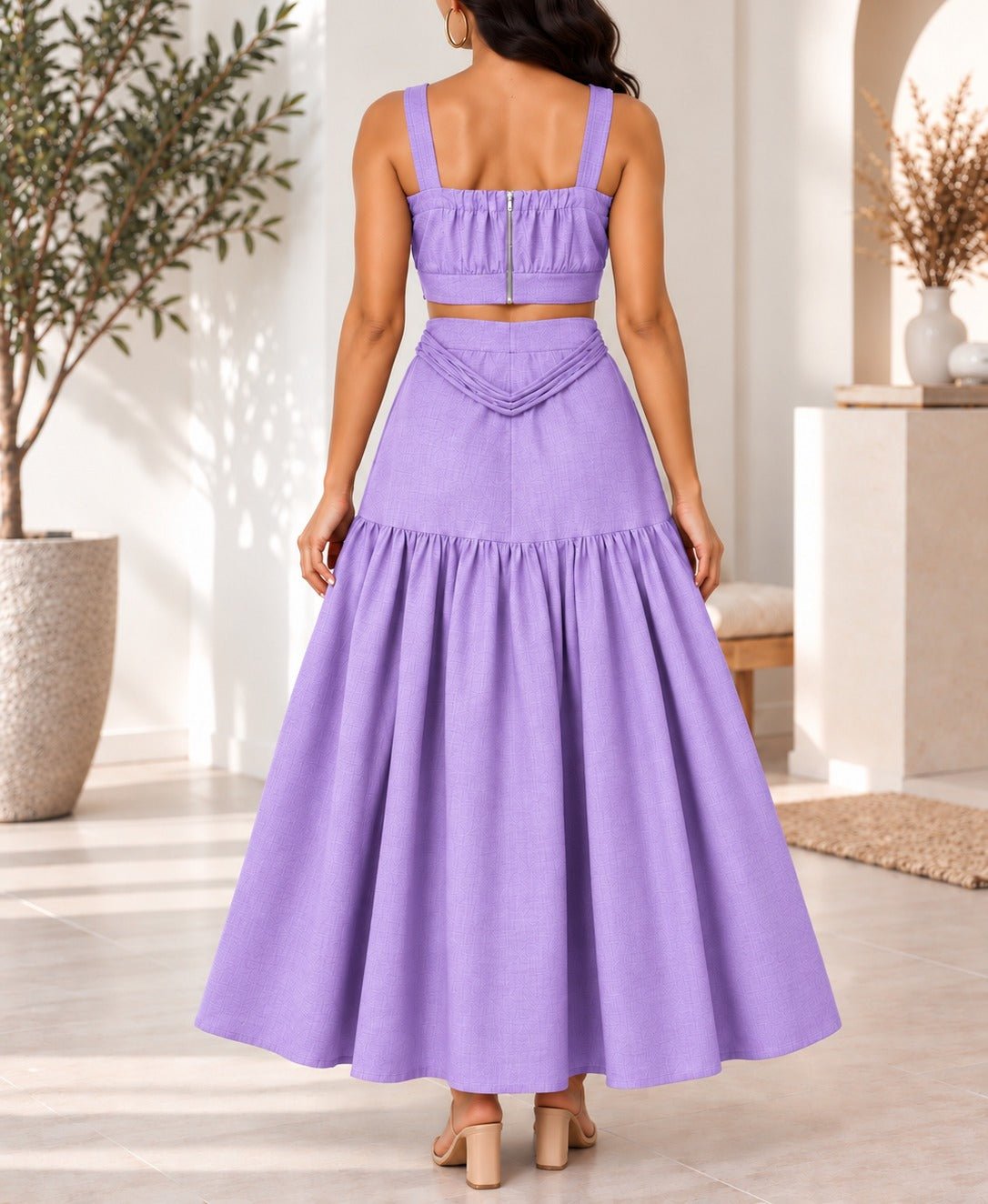 Ladies Lilac Maxi Tier Two-Piece Set - StylePhase SA