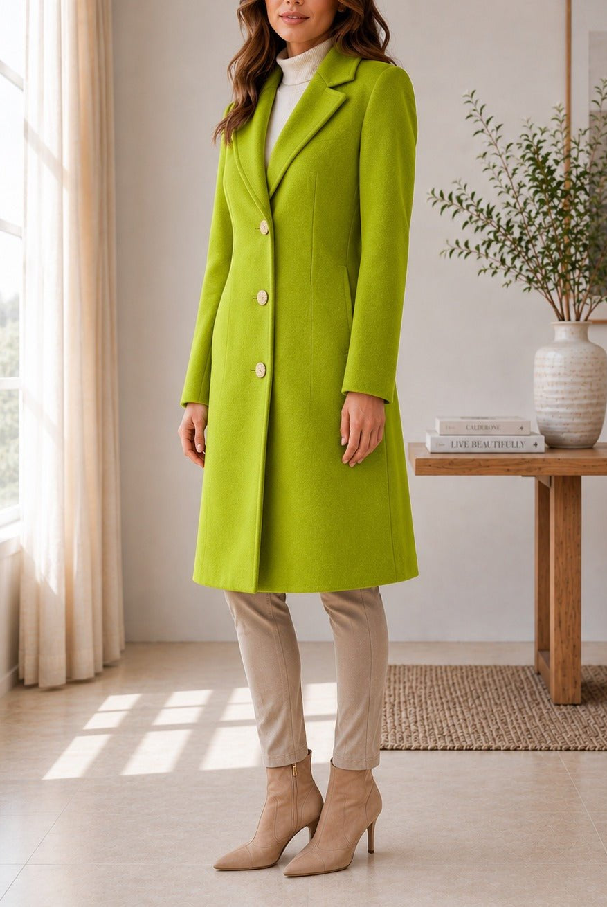 Ladies Lime 3 Button Melton Coat - StylePhase SA