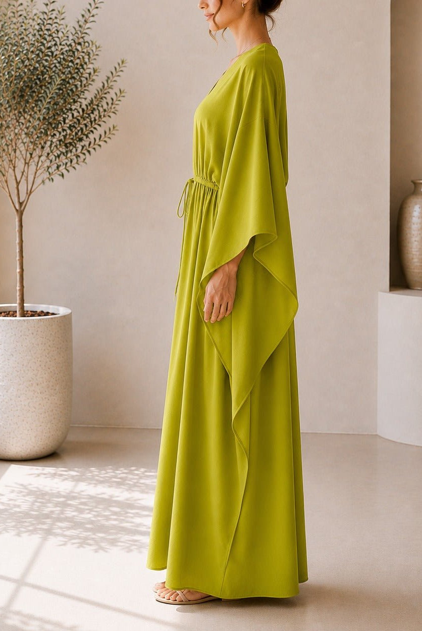 Ladies Lime Drawstring V-neck Kaftan - StylePhase SA