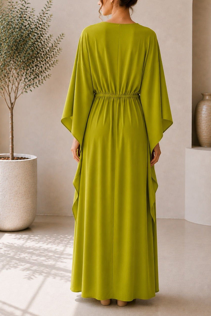 Ladies Lime Drawstring V-neck Kaftan - StylePhase SA