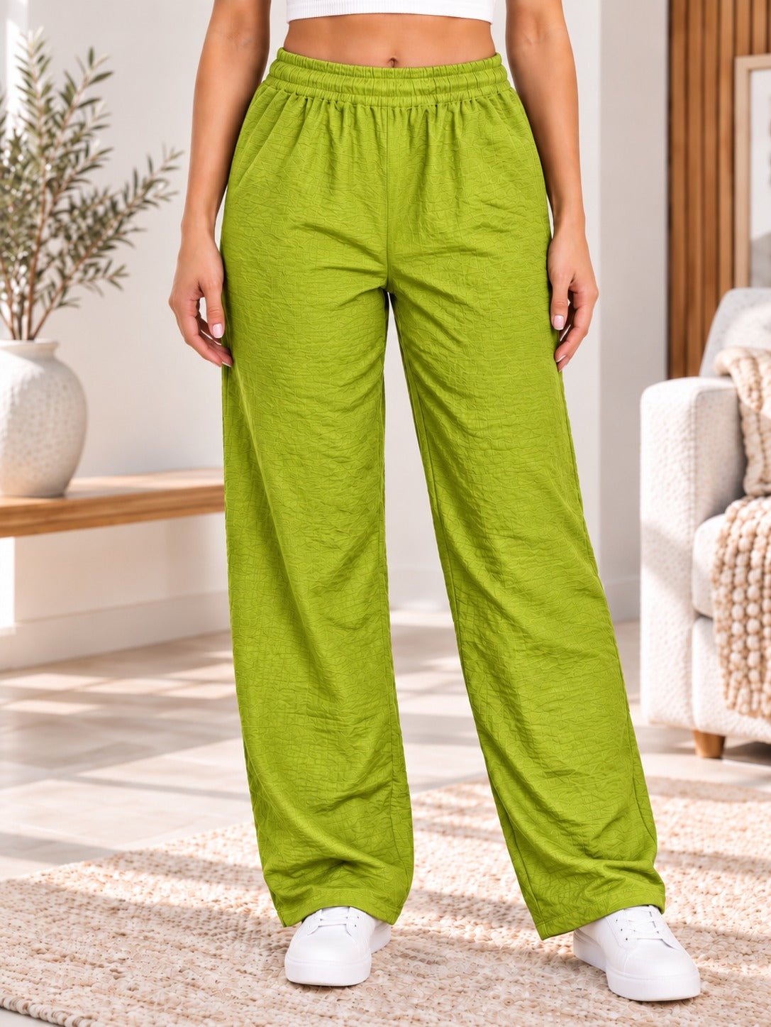 Ladies Lime Elastic Waist Pants - StylePhase SA