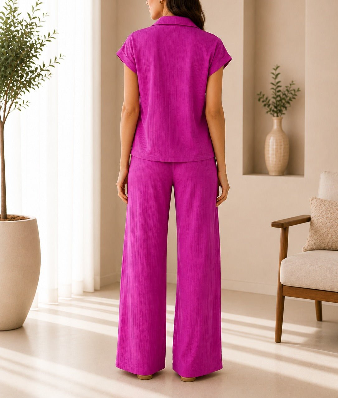 Ladies Magenta Textured Two-piece New Feeling Set - StylePhase SA