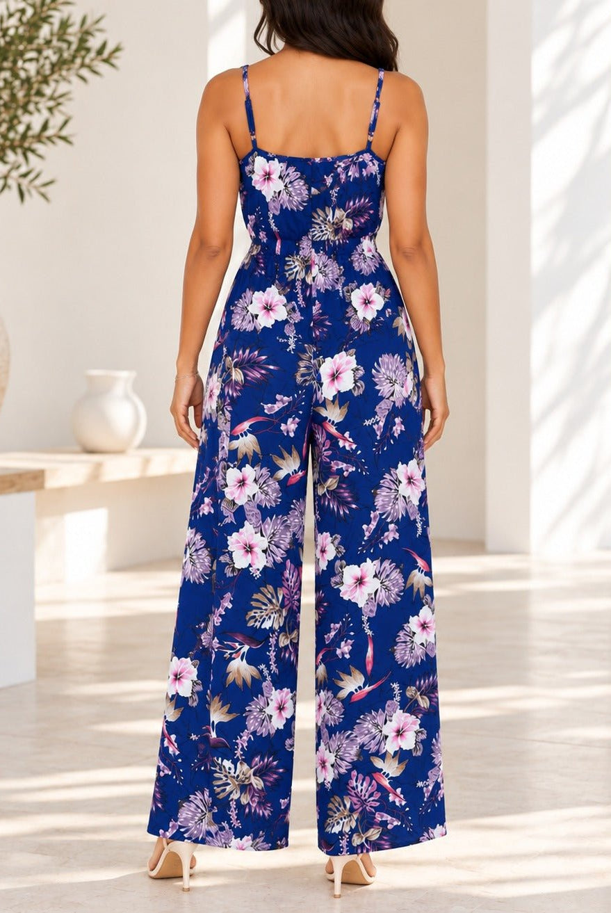Ladies Navy Floral Strappy Jumpsuit - StylePhase SA