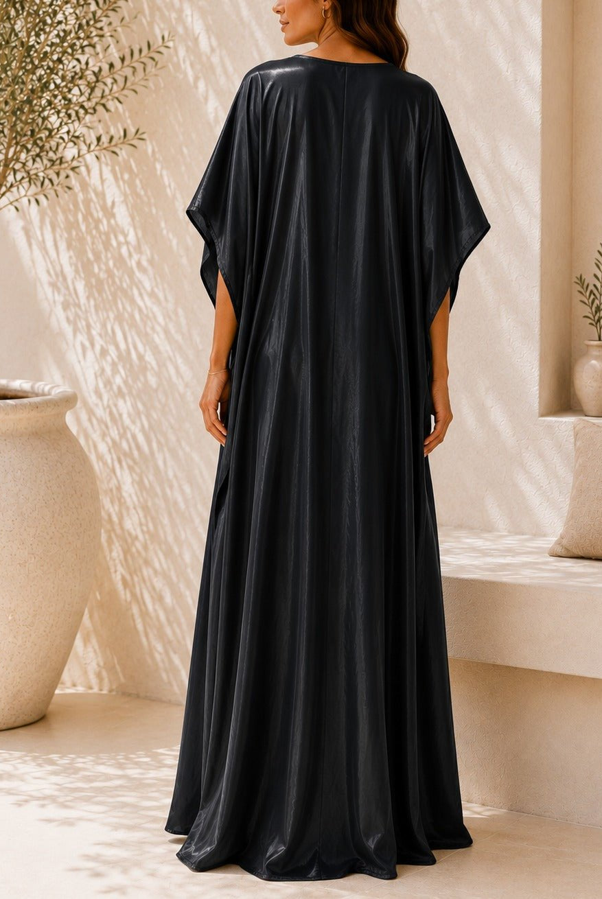 Ladies New Feeling Satin Black Kaftan - StylePhase SA