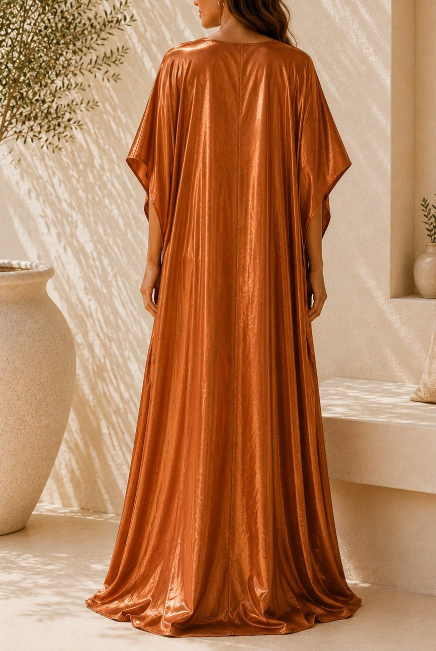 Ladies New Feeling Satin Brown Kaftan - StylePhase SA