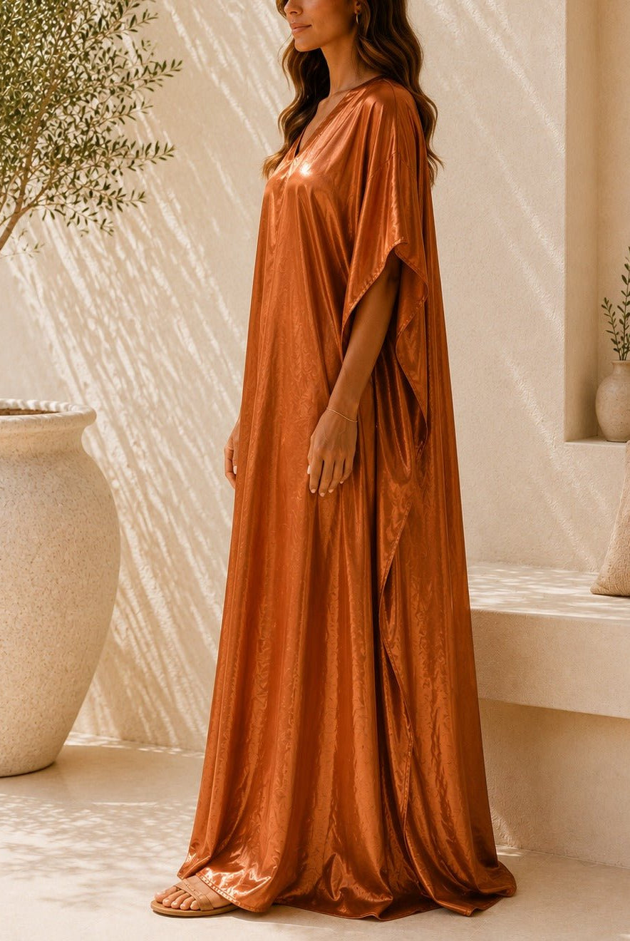 Ladies New Feeling Satin Brown Kaftan - StylePhase SA