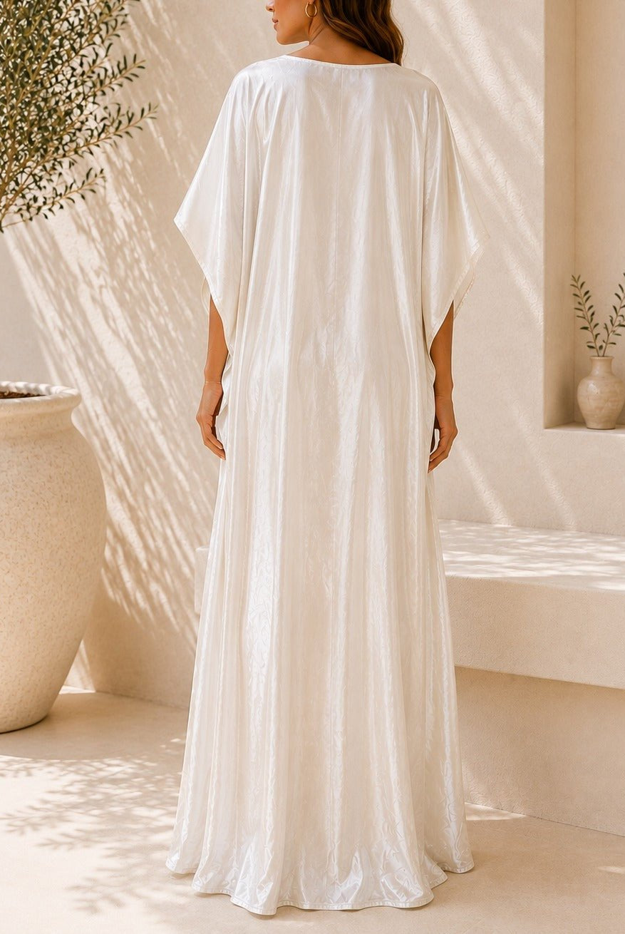 Ladies New Feeling Satin Cream Kaftan - StylePhase SA