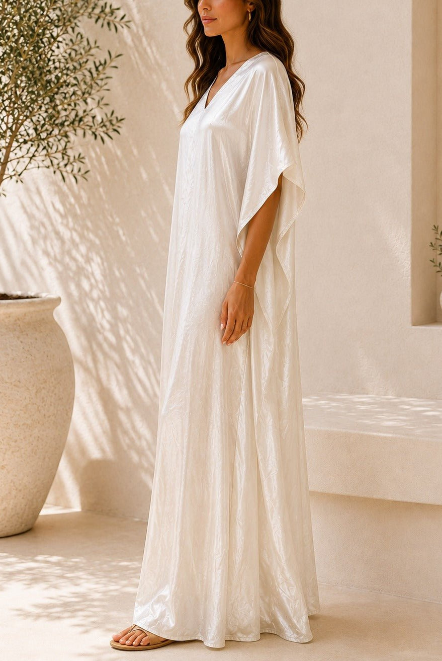 Ladies New Feeling Satin Cream Kaftan - StylePhase SA
