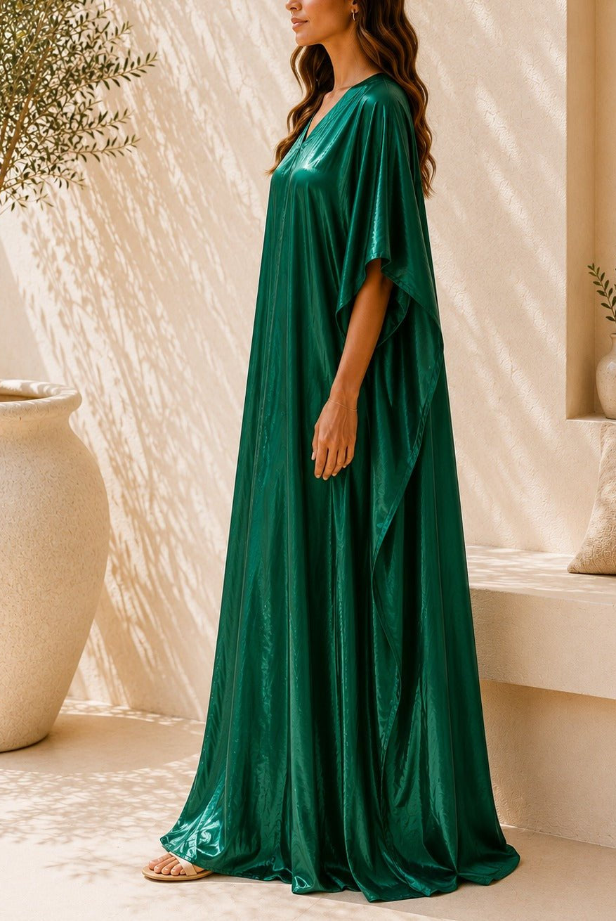 Ladies New Feeling Satin Emerald Kaftan - StylePhase SA
