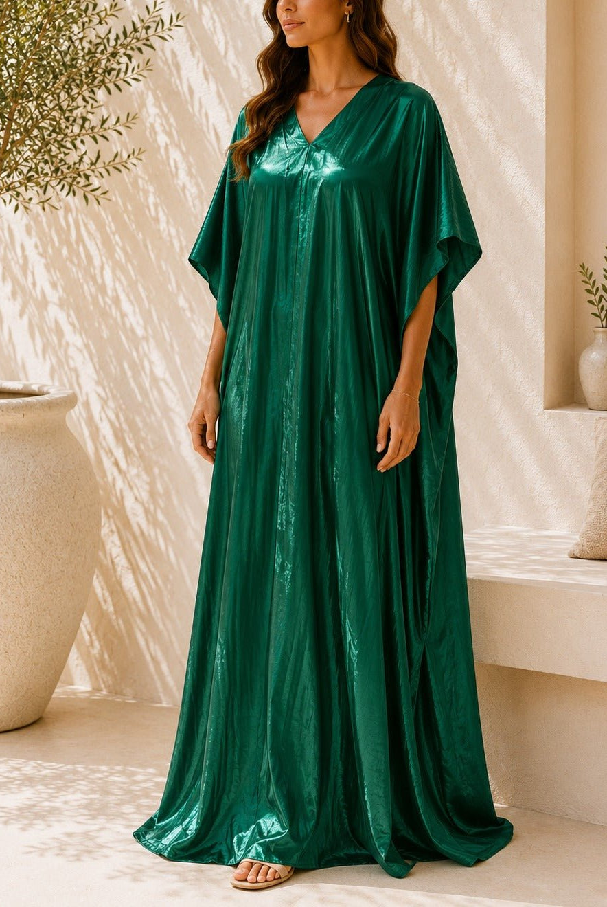 Ladies New Feeling Satin Emerald Kaftan - StylePhase SA