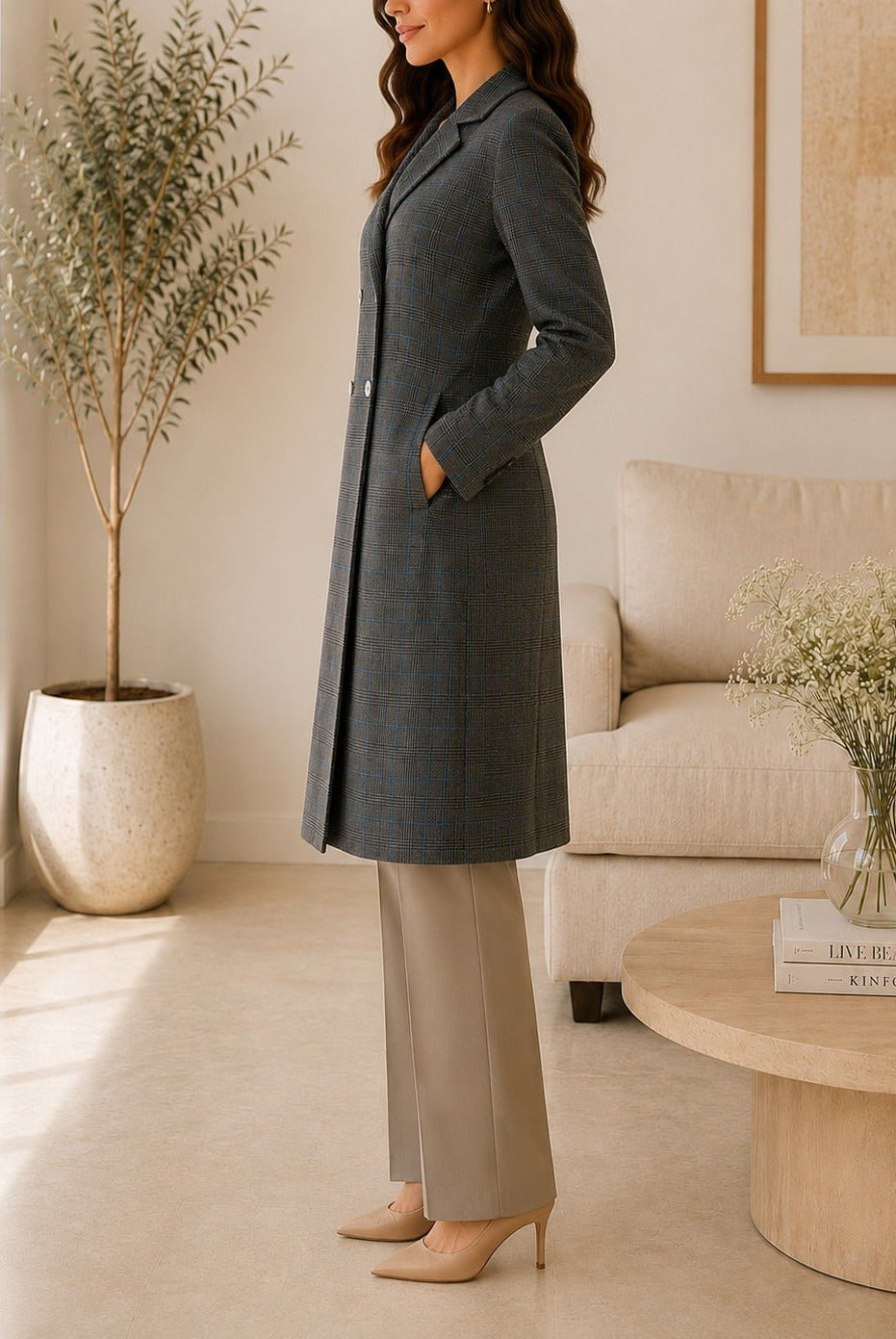 Ladies Olive Double Breast Coat - StylePhase SA