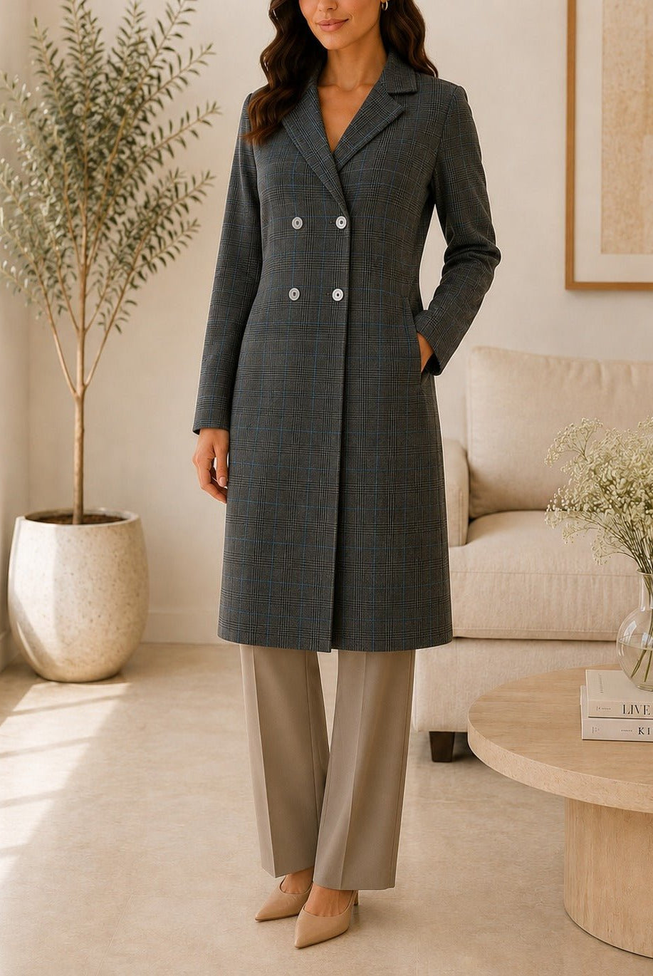 Ladies Olive Double Breast Coat - StylePhase SA