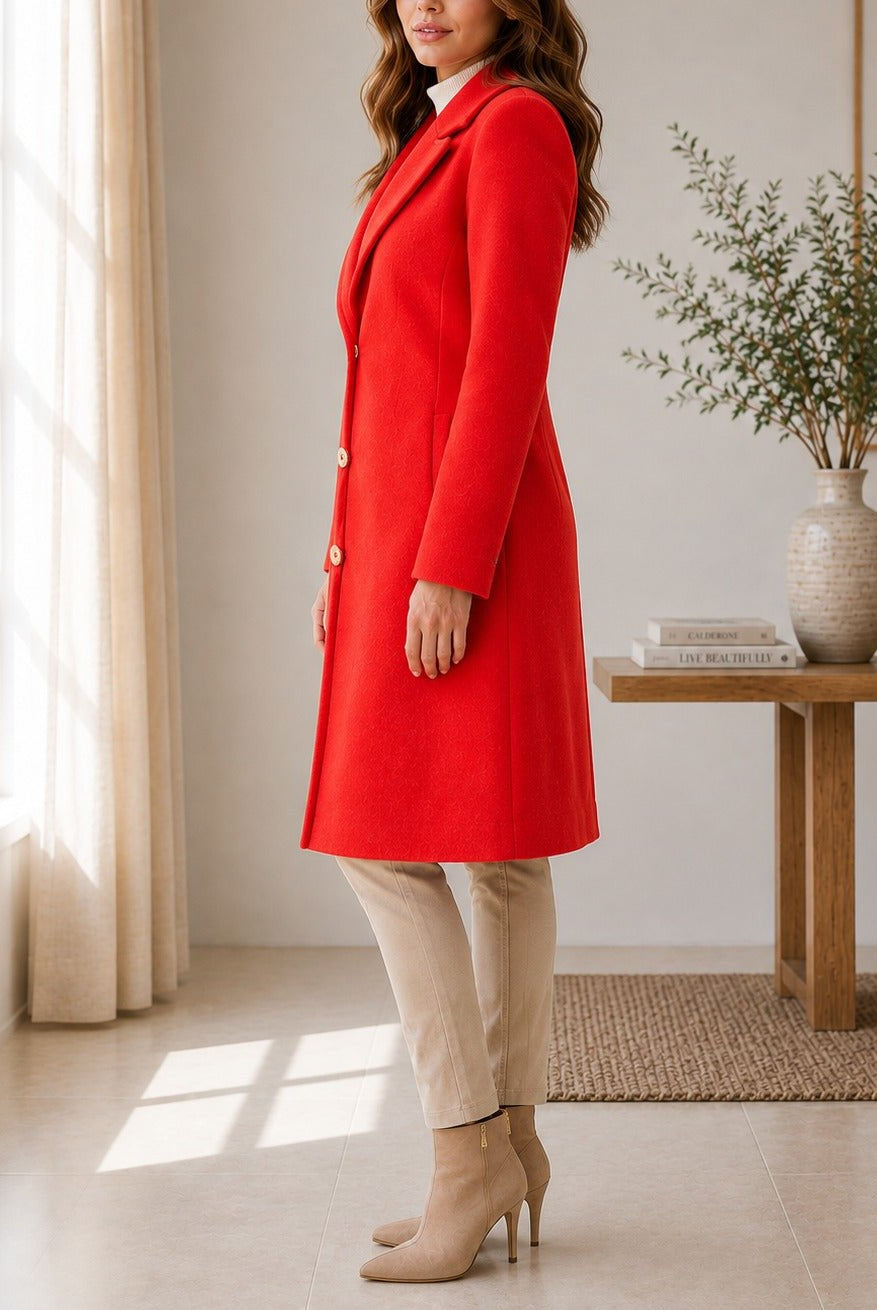 Ladies Orange 3 Button Melton Coat - StylePhase SA