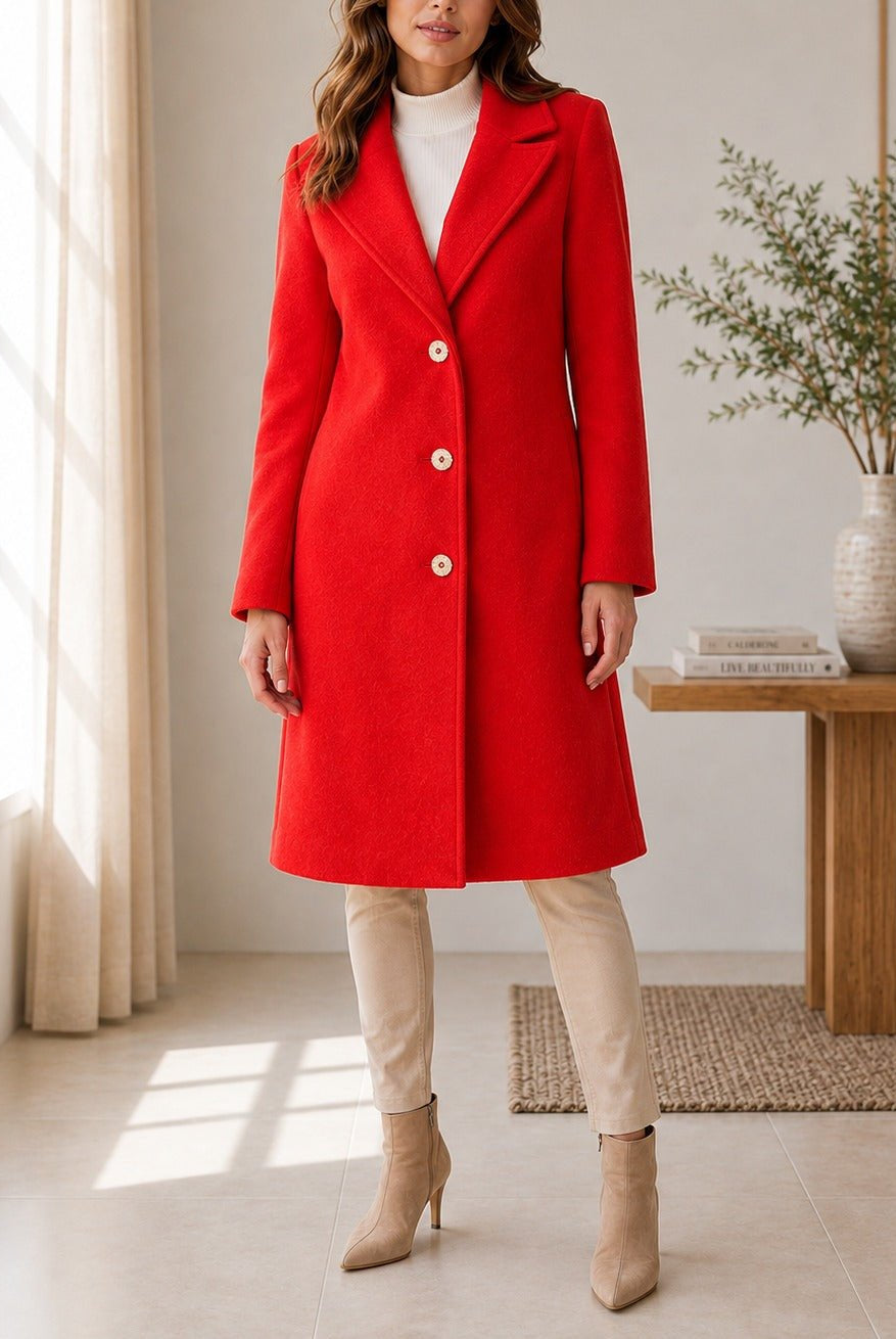 Ladies Orange 3 Button Melton Coat - StylePhase SA
