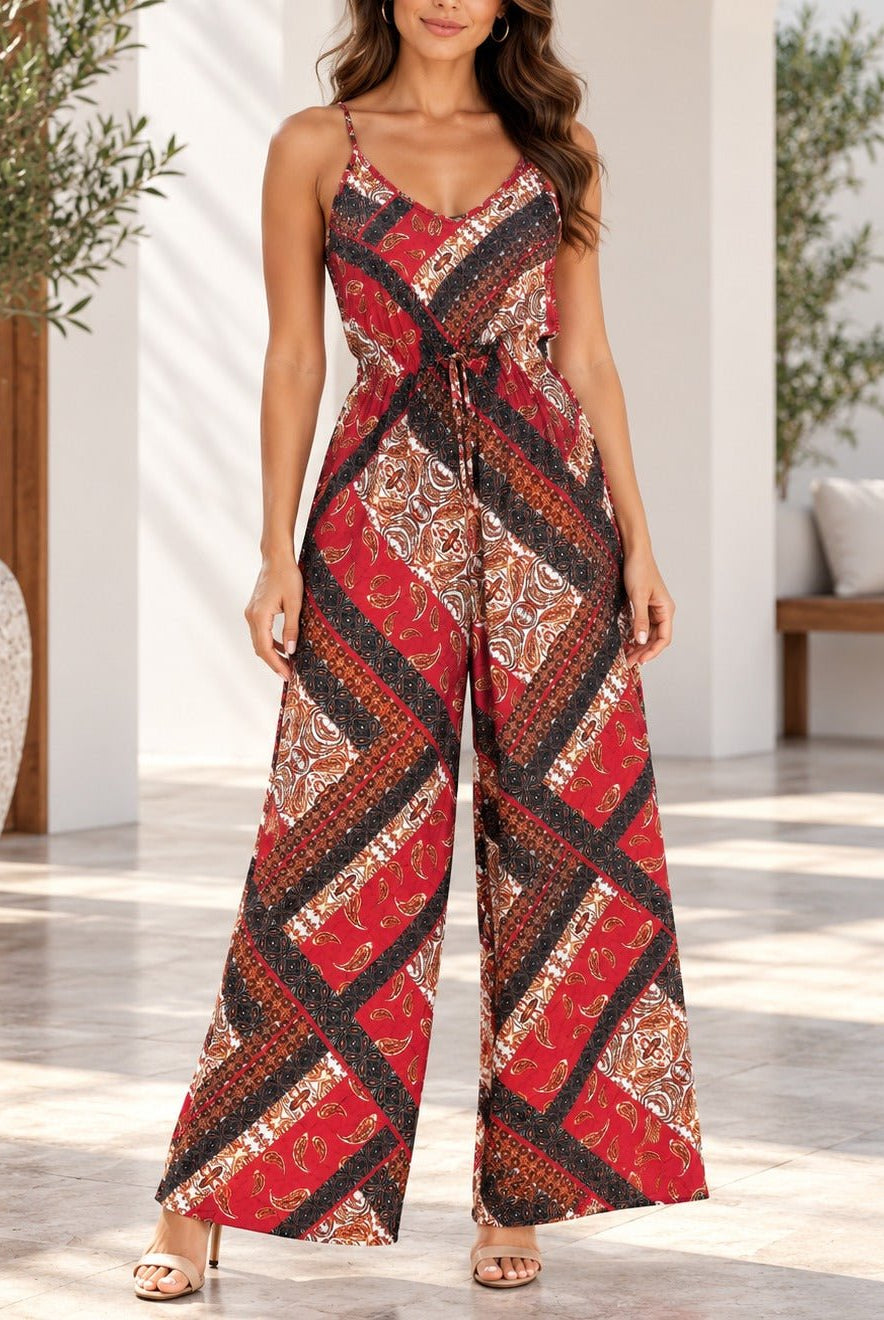 Ladies Orange And Brown Strappy Jumpsuit - StylePhase SA